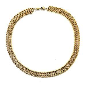 Vintage Napier Gold Collar Necklace Double Loop Link Estruscan Byzantine Choker